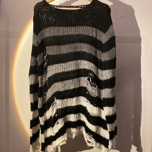 gradient striped oversized knit sweater